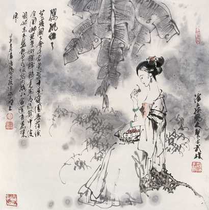 潘鸿海 甲申（2004年） 樱桃红了 镜心